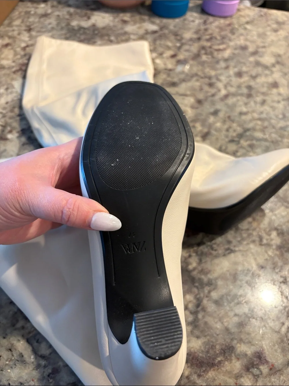 Zara Cream Over-the-Knee Fashion Boots